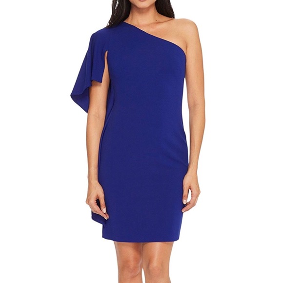 ❌ NWT Calvin Klein Blue One Shoulder Ruffle Dress - Picture 2 of 6